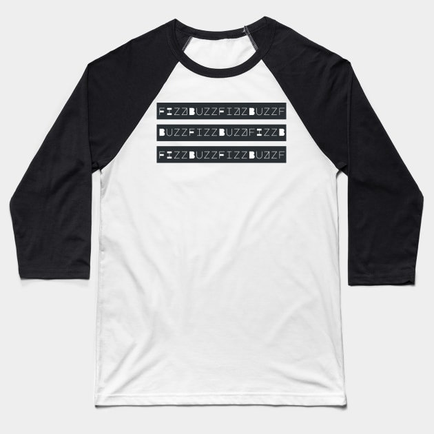 Fizz Buzz - Dark Baseball T-Shirt by dev-tats